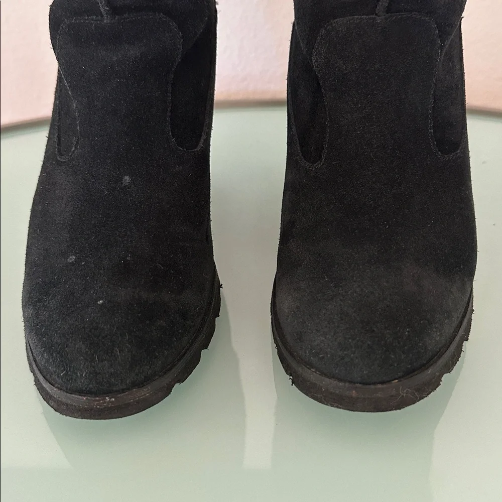 UGG Australia Black Kyra Wedge Genuine Shearling Boots